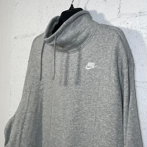 Nike Women's club Fleece Mock-Neck Sweatshirt Grey Small - Picture 2 of 11